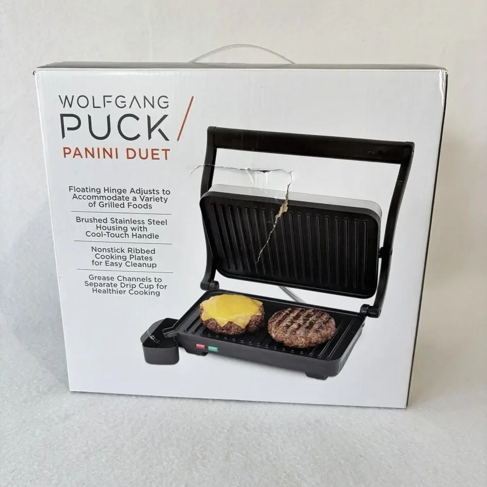 Wolfgang Puck Panini Duet Grill SWPGP020-IT New Damaged Box Sandwich Maker